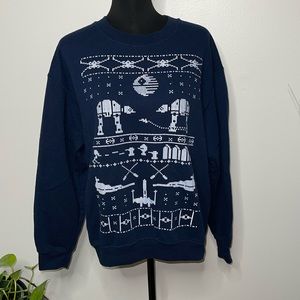 Star Wars Ugly Christmas Sweater Sweatshirt Navy/White
